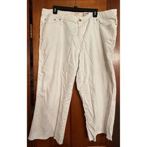 Levi's 516 Capri Jeans White Denim Womens Plus 18 Frayed Hem Embroidered Pockets